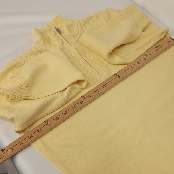 Vintage IZOD 1/4 zipper cable Knit sweater women's Sz XL yellow 100% cotto High - Picture 6 of 10